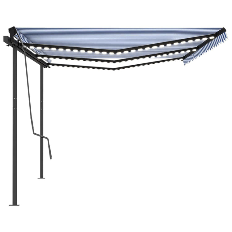 Vidaxl luifel manuell ausziehbar mit LED 6x3 m blau und weiß