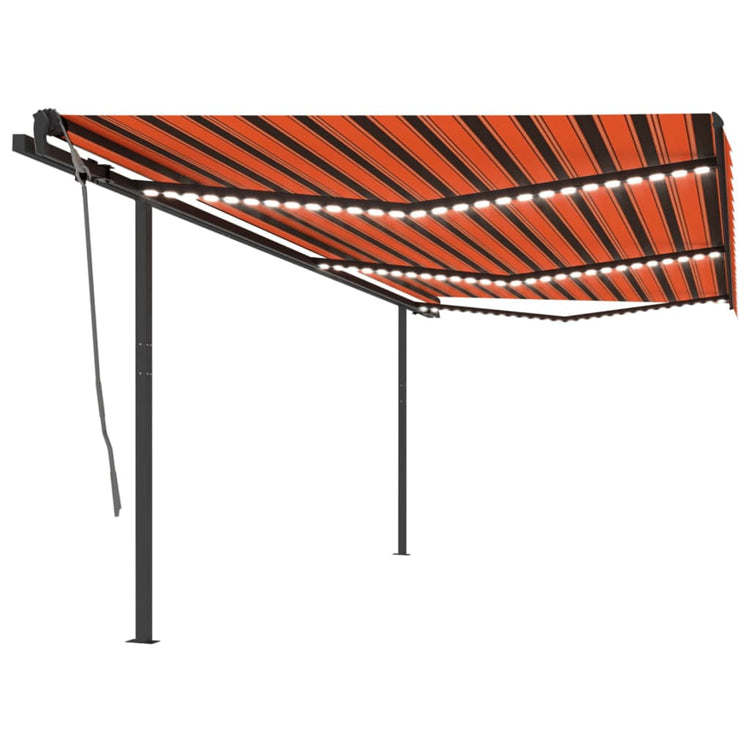 Vidaxl luifel mit LED 6x3 m orange und braun manuell ausziehbar