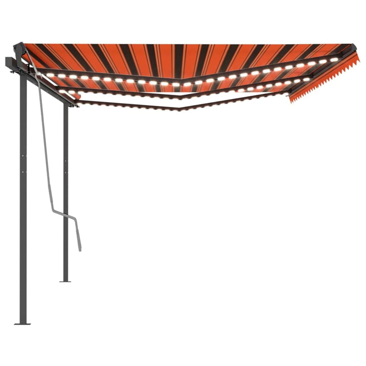 Vidaxl luifel mit LED 6x3 m orange und braun manuell ausziehbar
