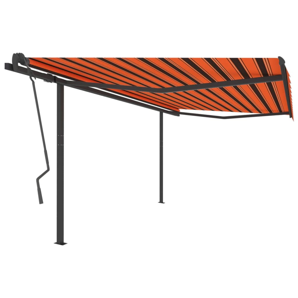 Vidaxl luifel mit Posts 4x3,5 M orange und braun manuell ausziehbar