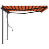 Vidaxl luifel mit Posts 4x3,5 M orange und braun manuell ausziehbar