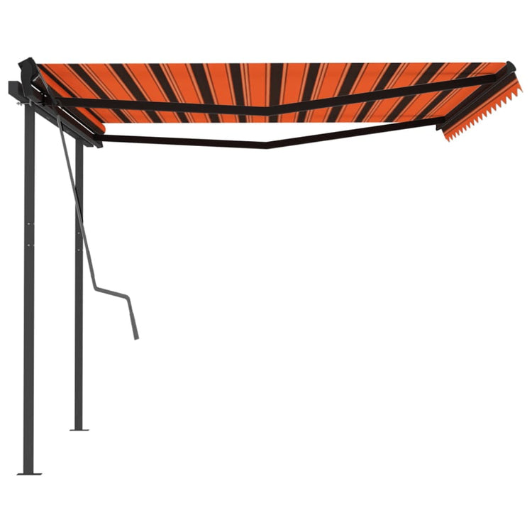 Vidaxl luifel mit Posts 4x3,5 M orange und braun manuell ausziehbar