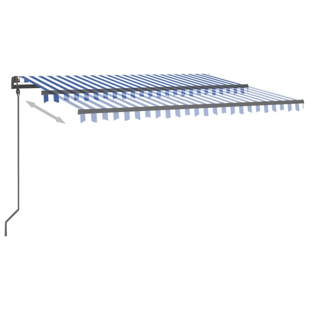 Vidaxl Luifel manuell ausziehbar mit LED 4x3,5 m blau und weiß