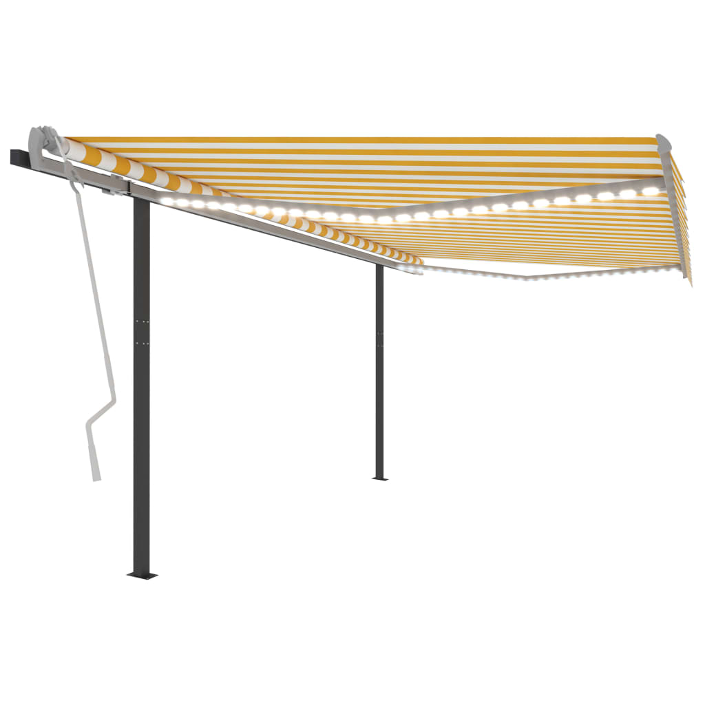 Vidaxl Luifel manuell ausziehbar mit LED 4x3,5 m gelb und weiß