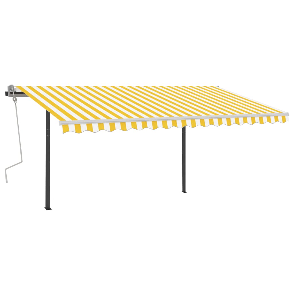 Vidaxl Luifel manuell ausziehbar mit LED 4x3,5 m gelb und weiß