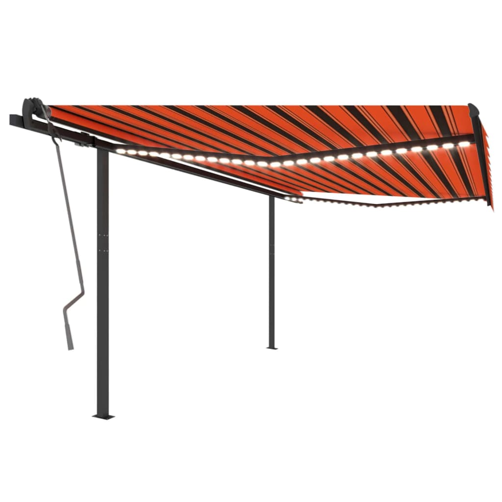 Vidaxl Luifel manuell ausziehbar mit LED 4x3,5 M orange und braun