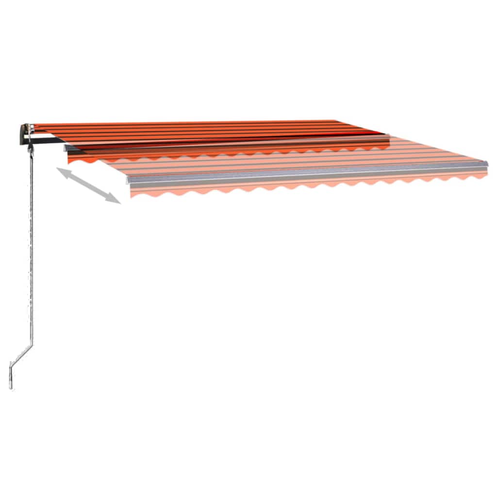 Vidaxl Luifel manuell ausziehbar mit LED 4x3,5 M orange und braun