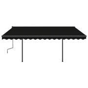 Vidaxl luifel mit Posts erstreckt sich manuell 4,5 x 3,5 m Anthrazitfarbe - afbeelding 3
