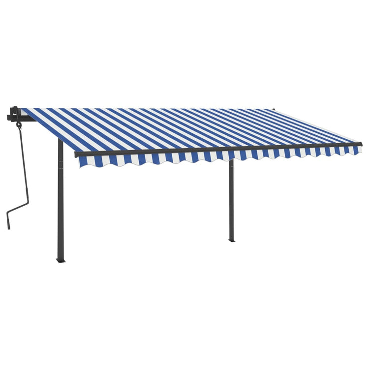 Vidaxl luifel manuell ausziehbar mit LED 4,5x3,5 m blau und weiß