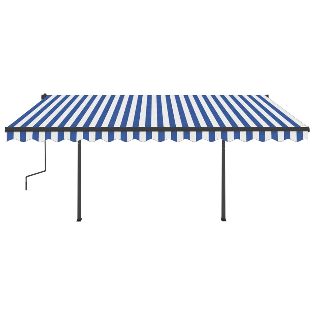 Vidaxl luifel manuell ausziehbar mit LED 4,5x3,5 m blau und weiß
