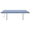 Vidaxl Luifel manuell ausziehbar mit LED 5x3,5 m blau und weiß