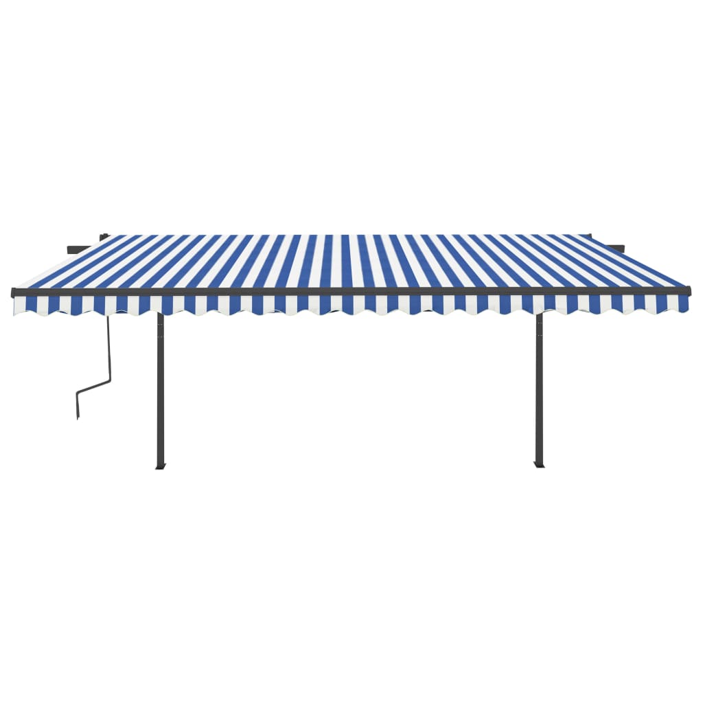 Vidaxl Luifel manuell ausziehbar mit LED 5x3,5 m blau und weiß