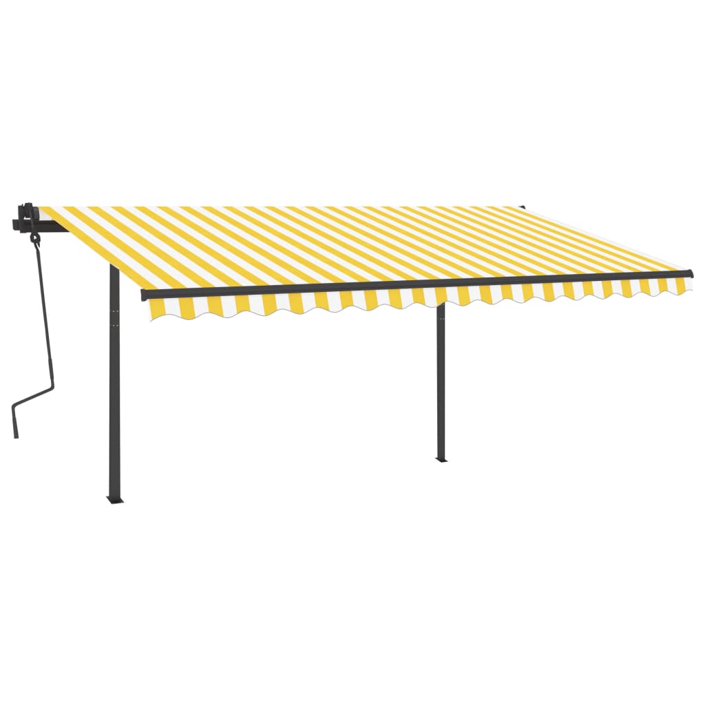 Vidaxl luifel manuell ausziehbar mit LED 5x3,5 m gelb und weiß