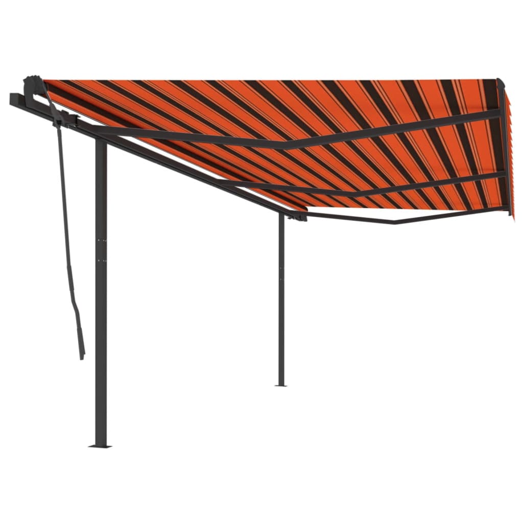 Vidaxl luifel mit den Posts 6x3,5 m orange und braun manuell ausziehbar
