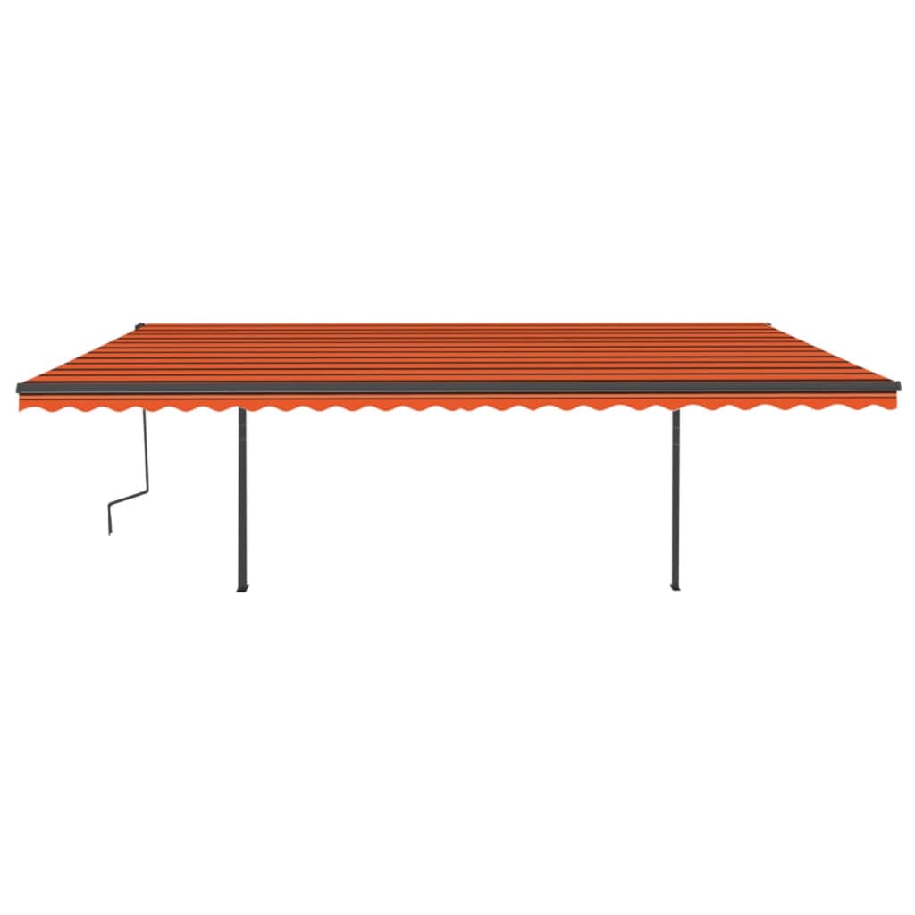 Vidaxl luifel mit den Posts 6x3,5 m orange und braun manuell ausziehbar