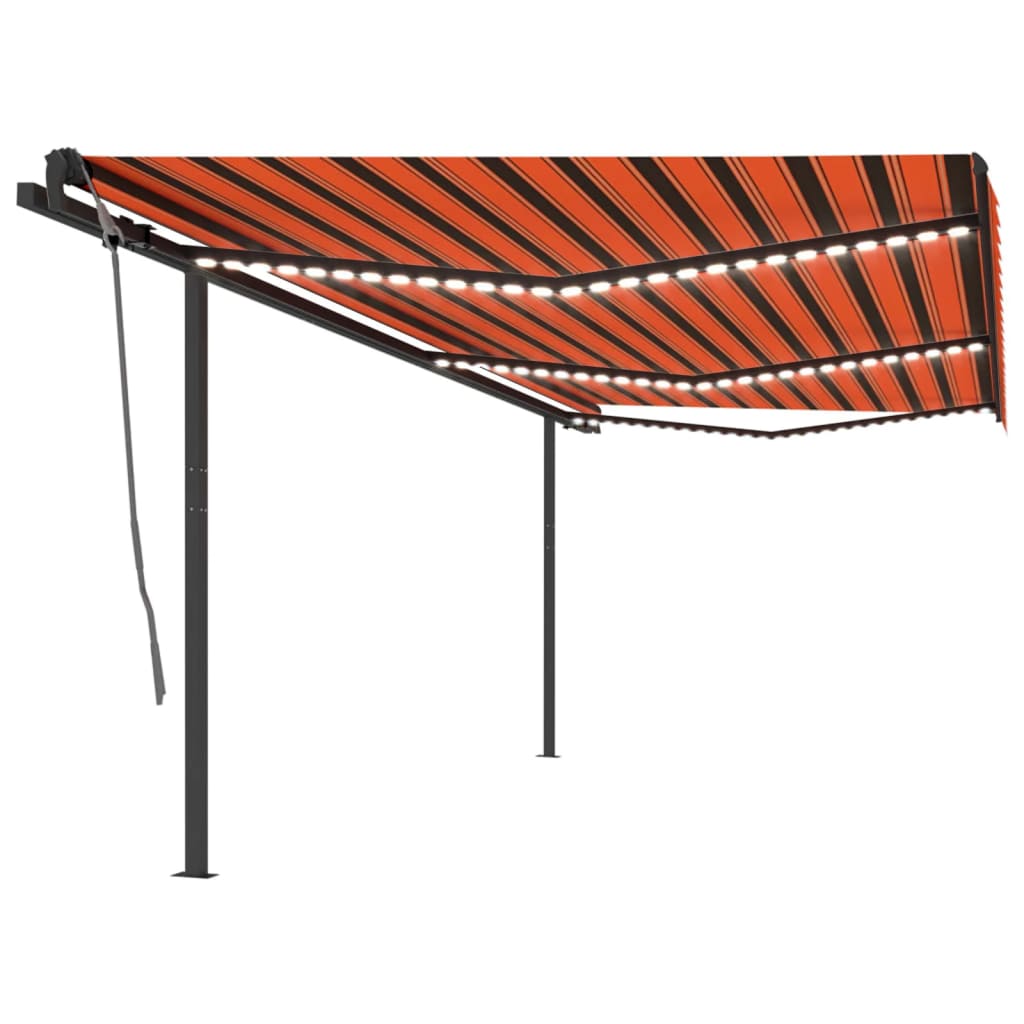Vidaxl Luifel manuell ausziehbar mit LED 6x3,5 M orange und braun