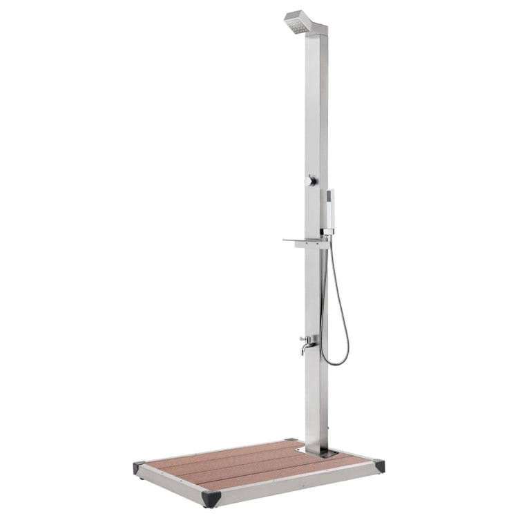 Vidaxx Außendusche mit braunem Sockel 225 cm aus Edelstahl