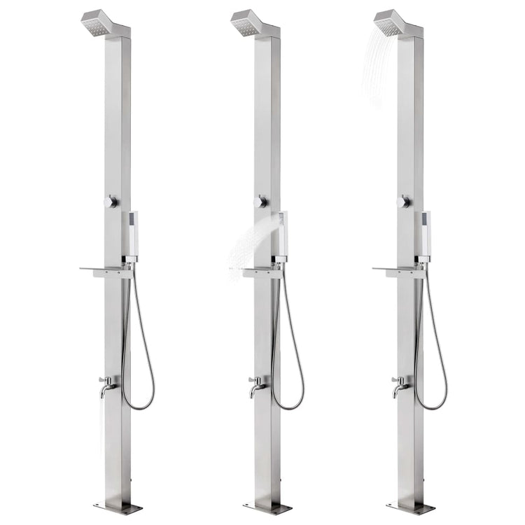 Vidaxx Außendusche mit braunem Sockel 225 cm aus Edelstahl