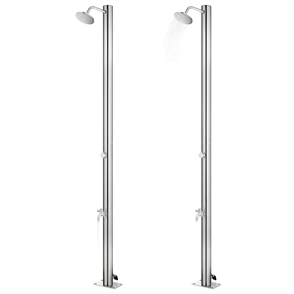 Vidaxl Outdoor -Dusche mit brauner Basis 220 cm Edelstahl