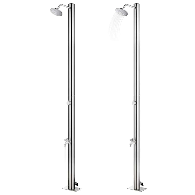 Vidaxl Outdoor -Dusche mit brauner Basis 220 cm Edelstahl