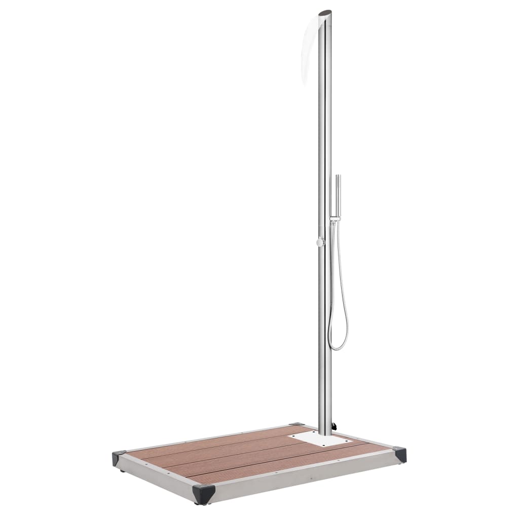 Vidaxl Outdoor -Dusche mit brauner Basis 225 cm Edelstahl