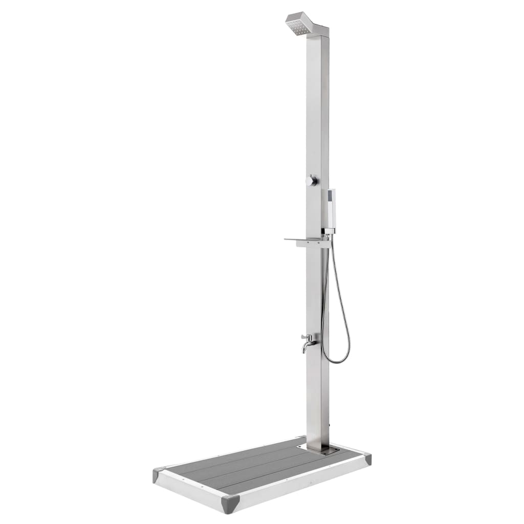 Vidaxl Outdoor -Dusche mit grauer Basis 225 cm Edelstahl