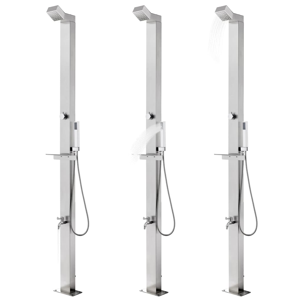 Vidaxl Outdoor -Dusche mit grauer Basis 225 cm Edelstahl
