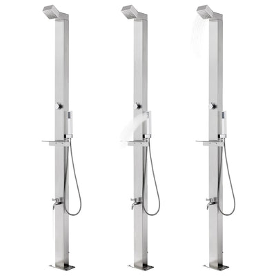 Vidaxl Outdoor -Dusche mit grauer Basis 225 cm Edelstahl