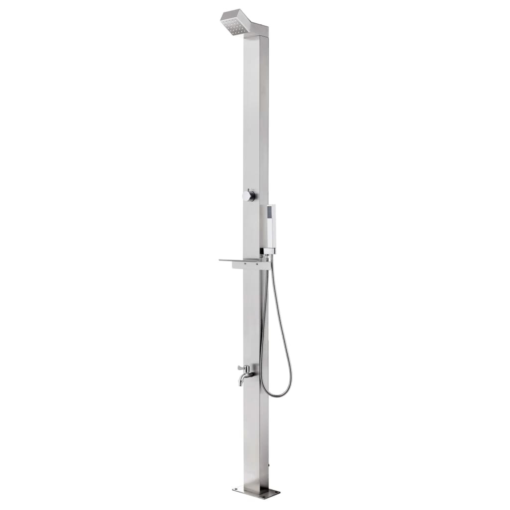 Vidaxl Outdoor -Dusche mit grauer Basis 225 cm Edelstahl
