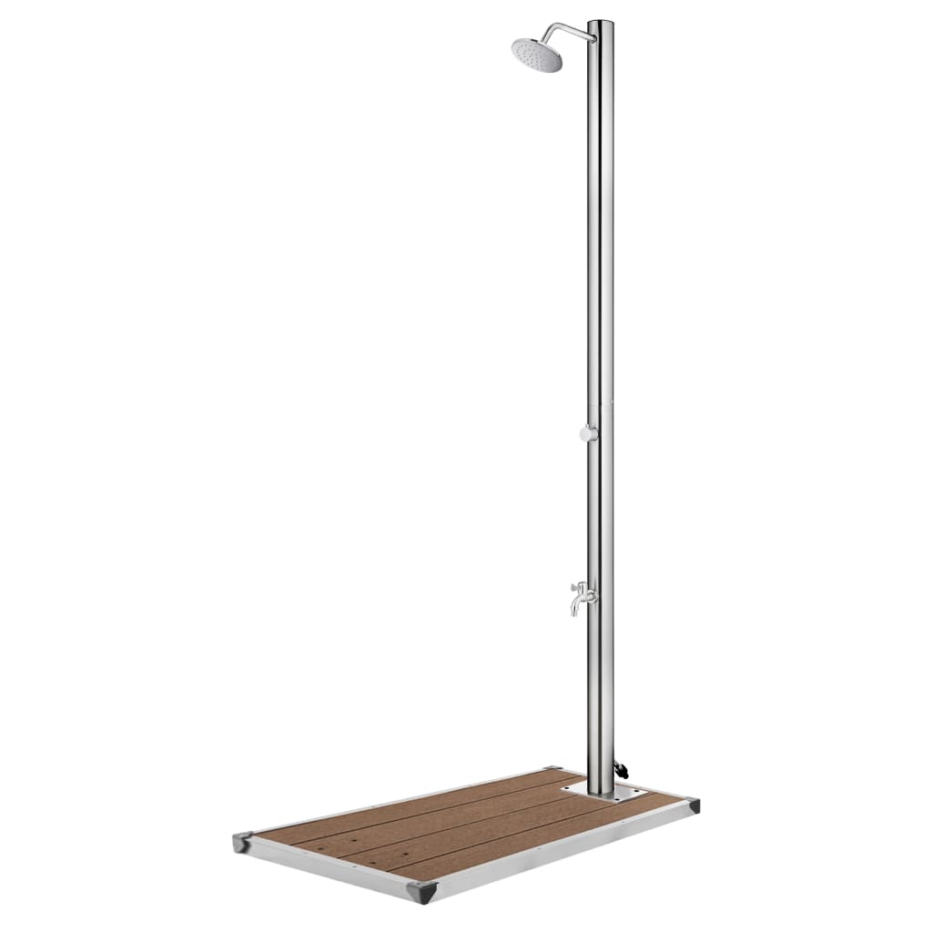 Vidaxl Outdoor -Dusche mit brauner Basis 220 cm Edelstahl