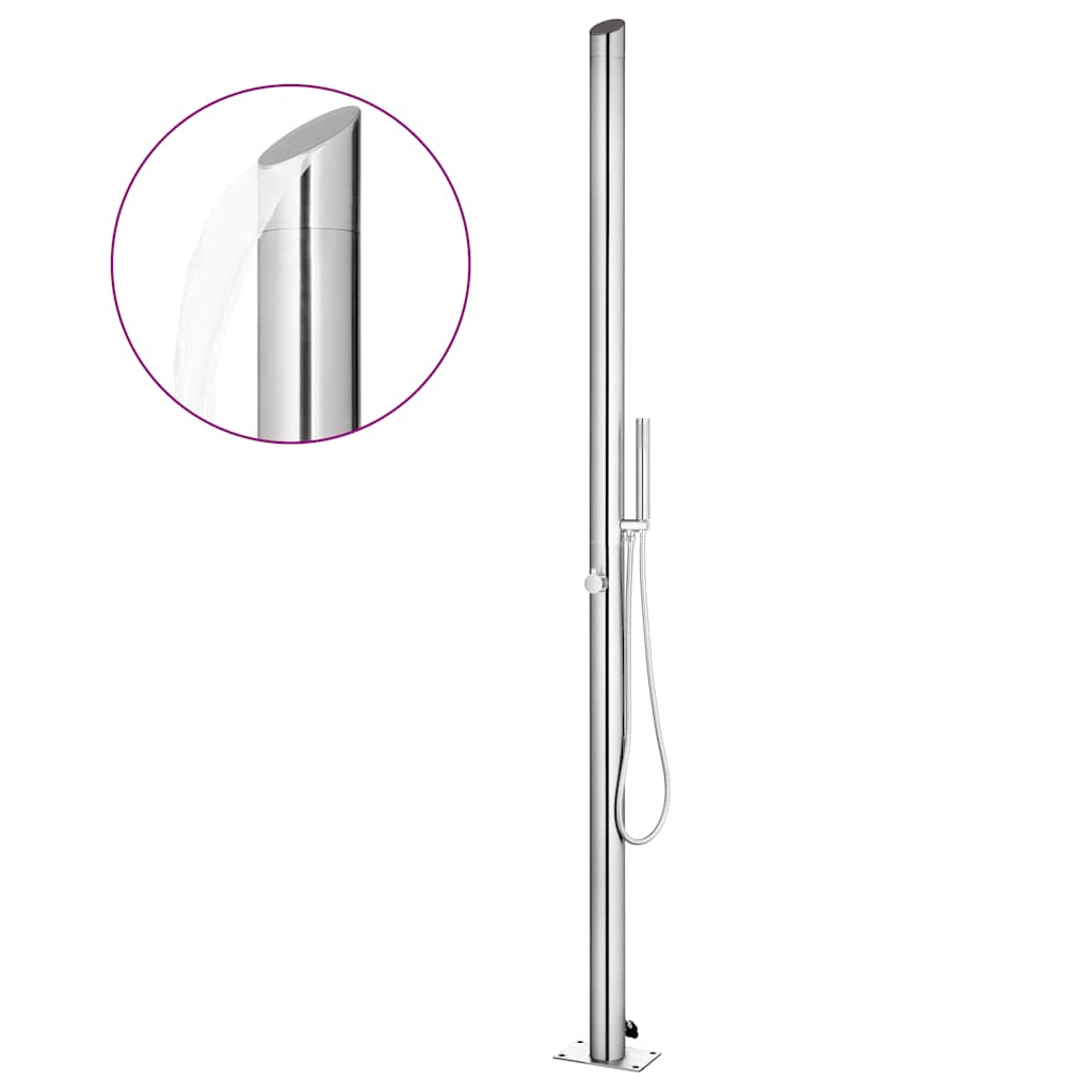 Vidaxl Outdoor -Dusche mit brauner Basis 225 cm Edelstahl