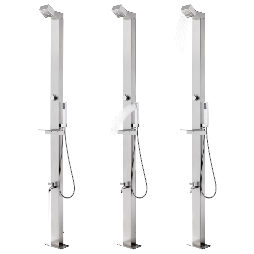 Vidaxl Outdoor -Dusche mit grauer Basis 225 cm Edelstahl
