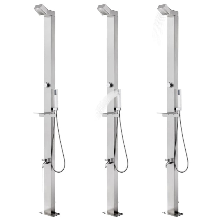 Vidaxl Outdoor -Dusche mit grauer Basis 225 cm Edelstahl