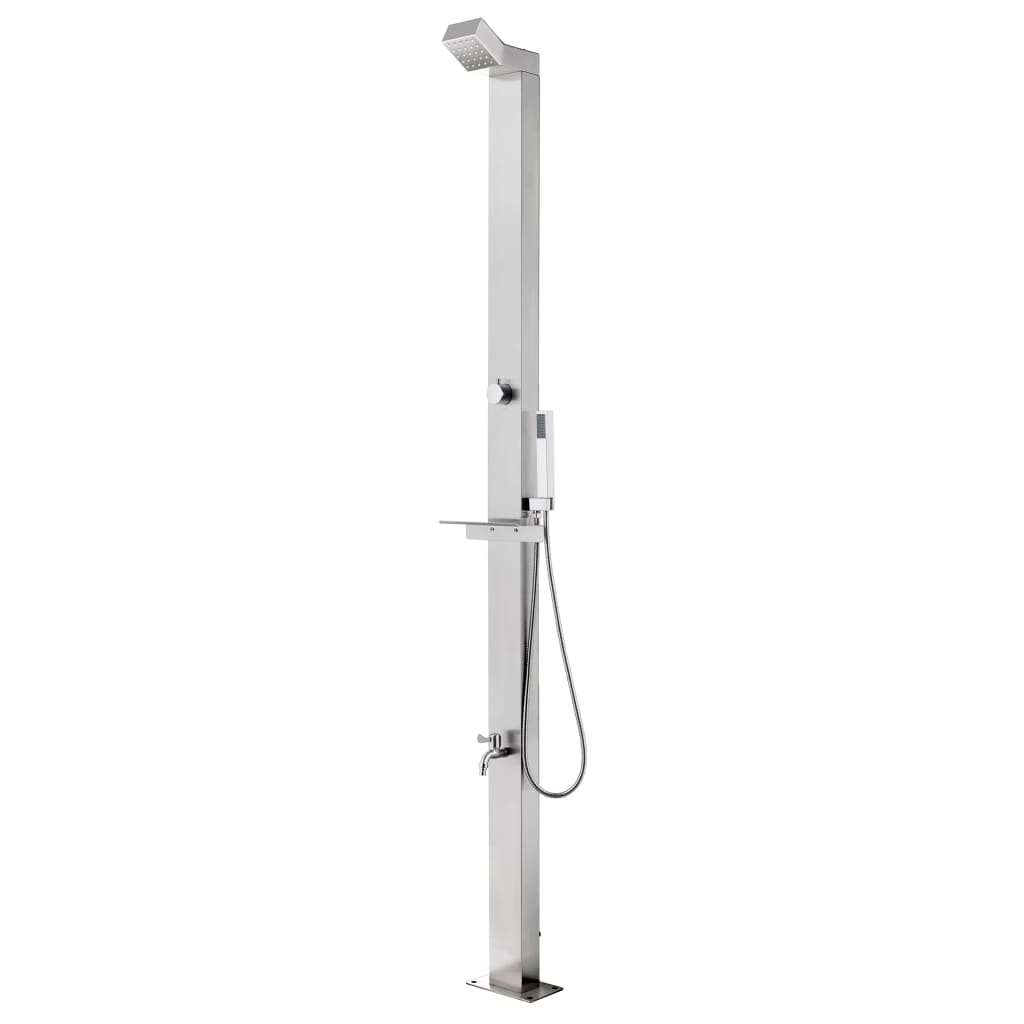 Vidaxl Outdoor -Dusche mit grauer Basis 225 cm Edelstahl