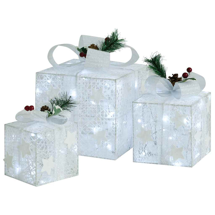 Vidaxl Weihnachtsdekoration Geschenkboxen 3 Stcs innen Außen Weiß