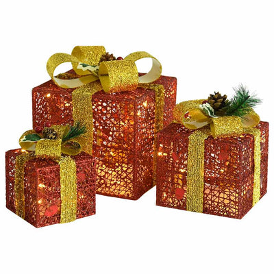 VIDAXL Weihnachtsdekoration Geschenkboxen 3 Stcs im Outdoor rot