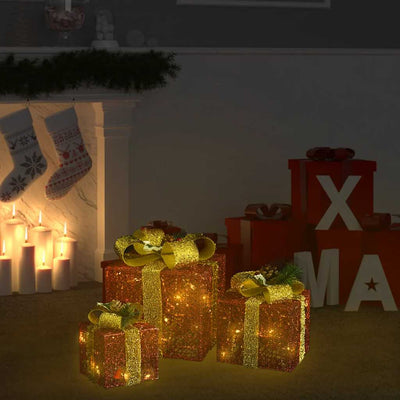 VIDAXL Weihnachtsdekoration Geschenkboxen 3 Stcs im Outdoor rot