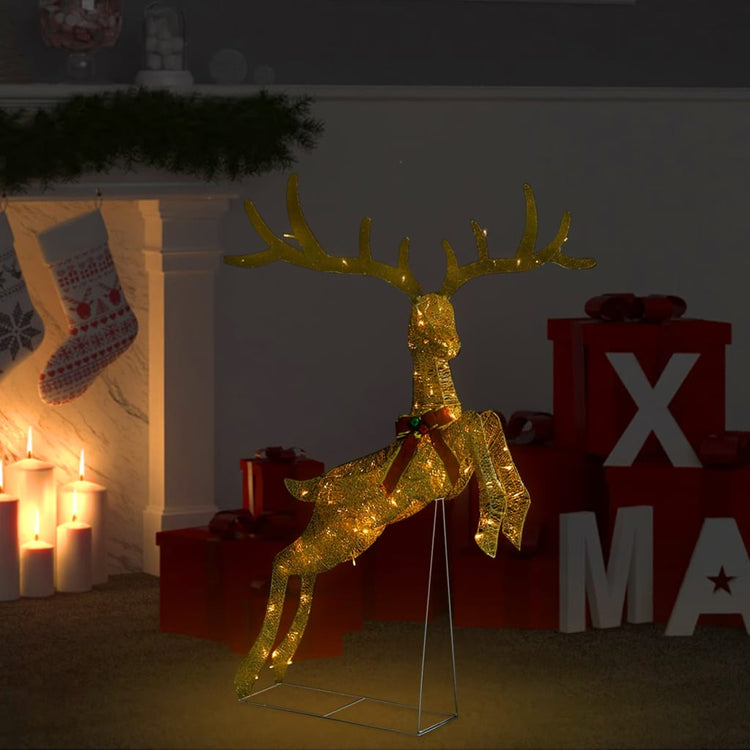 Vidaxl Weihnachtsdekorationen fliegende Rentiere warme weiße 120 LEDs Goldfarbe