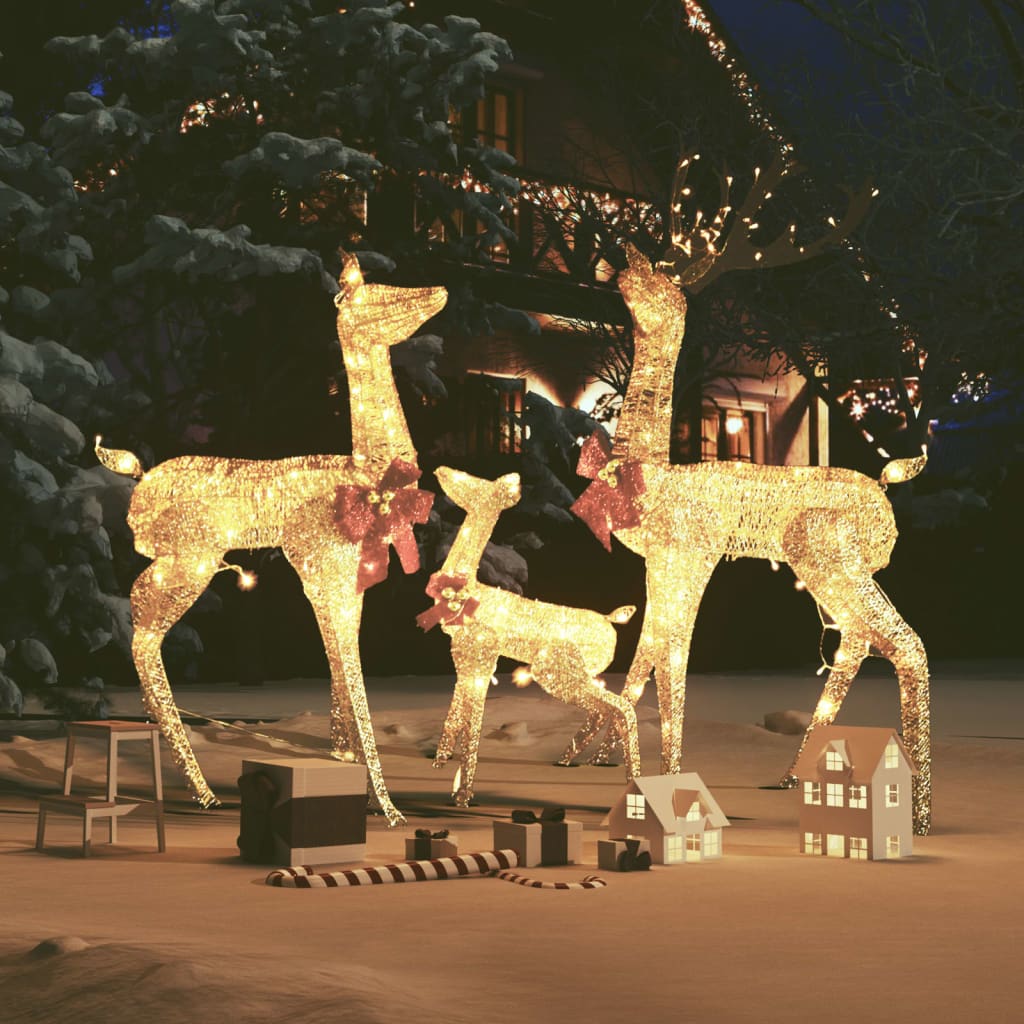 Vidaxl Weihnachtsdekorationen Rentierfamilie 201 Leds Goldfarbe