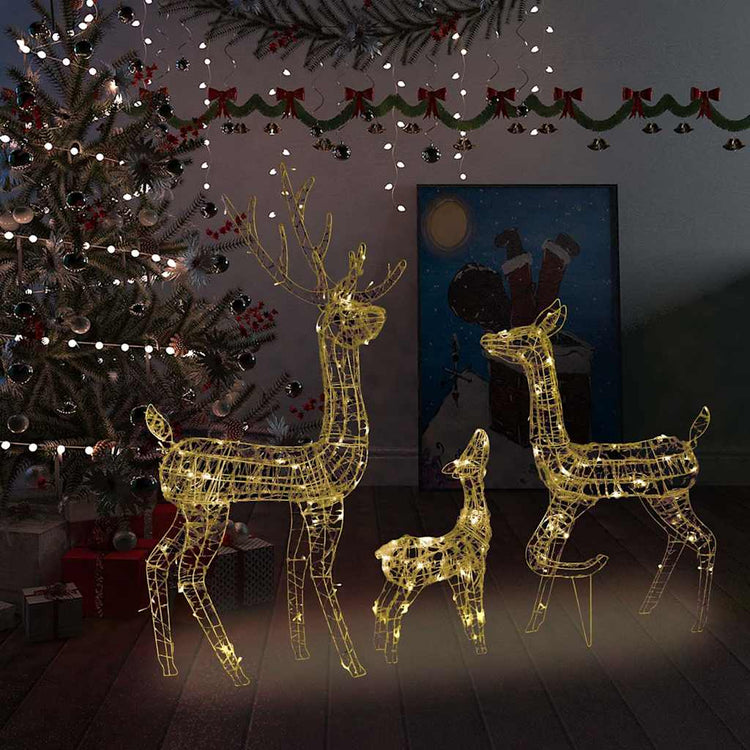Vidaxl Weihnachtsdekorationen Rentierfamilie 300 LEDs warmes weißes Acryl