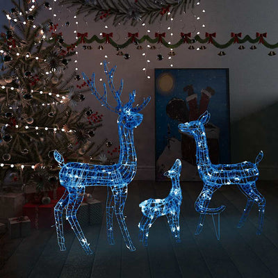 Vidaxl Weihnachtsdekorationen Rentierfamilie 300 LEDs Blaues Acryl