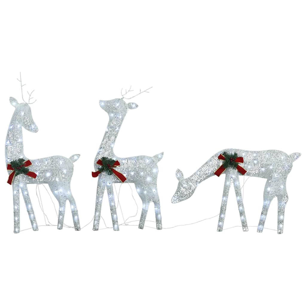 Vidaxl Reindeer Familie Weihnachten kaltes Weiß 270x7x90 cm Mesh Weiß