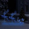 Vidaxl Weihnachtsdekoration Rentier und Schlitten 260x21x87cm Acrylblau