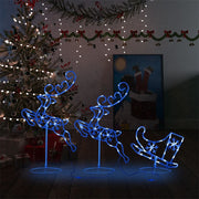 Vidaxl Weihnachtsdekoration Rentier und Schlitten 260x21x87cm Acrylblau - afbeelding 1
