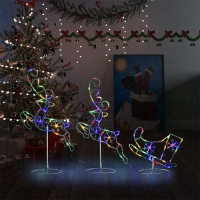 VIDAXL Weihnachtsdekoration Rentiere und Sled 260x21x87 cm Acryl mehrschärft