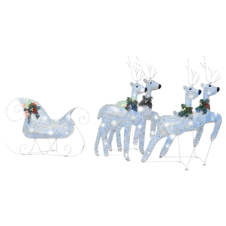 Vidaxl Buitenkerstontiering Rendieren und Slee 100 LEDs Silberfarben