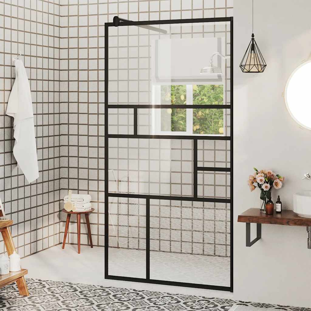 Vidaxl Walk-in Duschwand 80x195 cm ESG-Glas transparent und schwarz