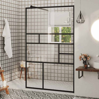 Vidaxl begehete Duschwand 100x195 cm ESG-Glas transparent und schwarz