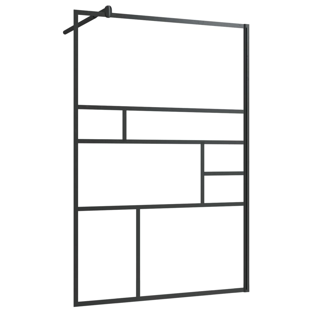 Vidaxl begehete Duschwand 115x195 cm ESG-Glas transparent und schwarz