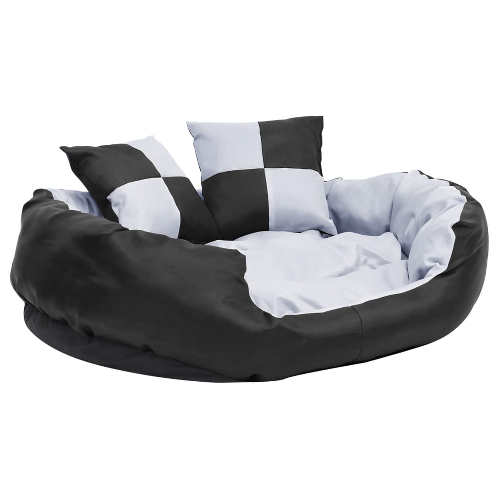 VIDAXL Dog -Kissen reversibel und waschbar 85x70x20 cm grau und schwarz